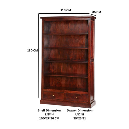 Maharaja Dark Large Bookcase With 2 Drawer