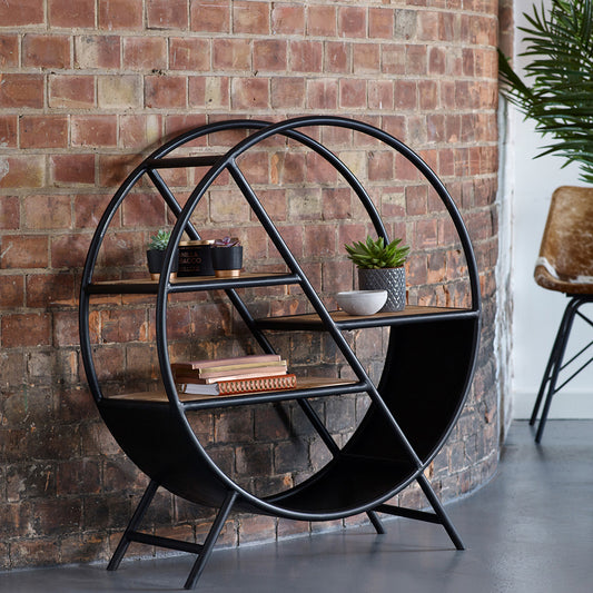 Industrial Range Round Open Bookcase