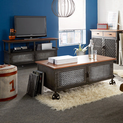 Urban Industrial TV Media Unit With 2 Door
