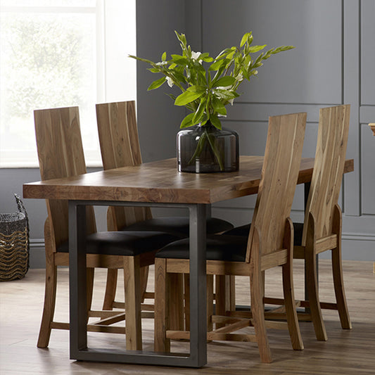Industrial solid wood dining set