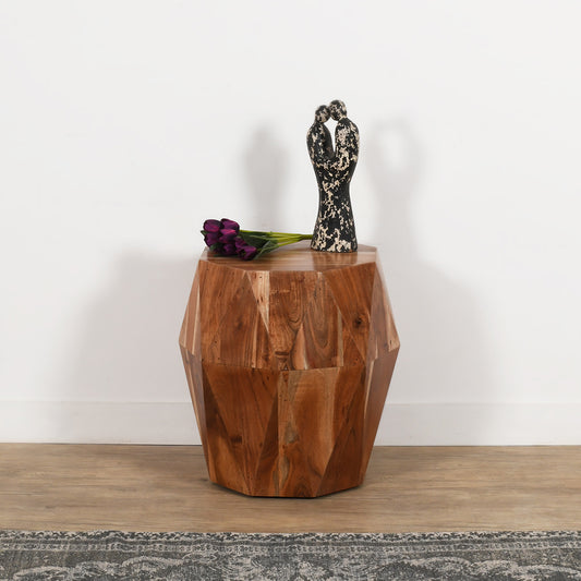 Artisanal End Table Octagon Top, Natural Brown