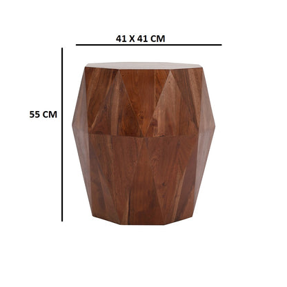 Artisanal End Table Octagon Top, Dark Brown