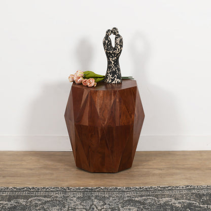 Artisanal End Table Octagon Top, Dark Brown