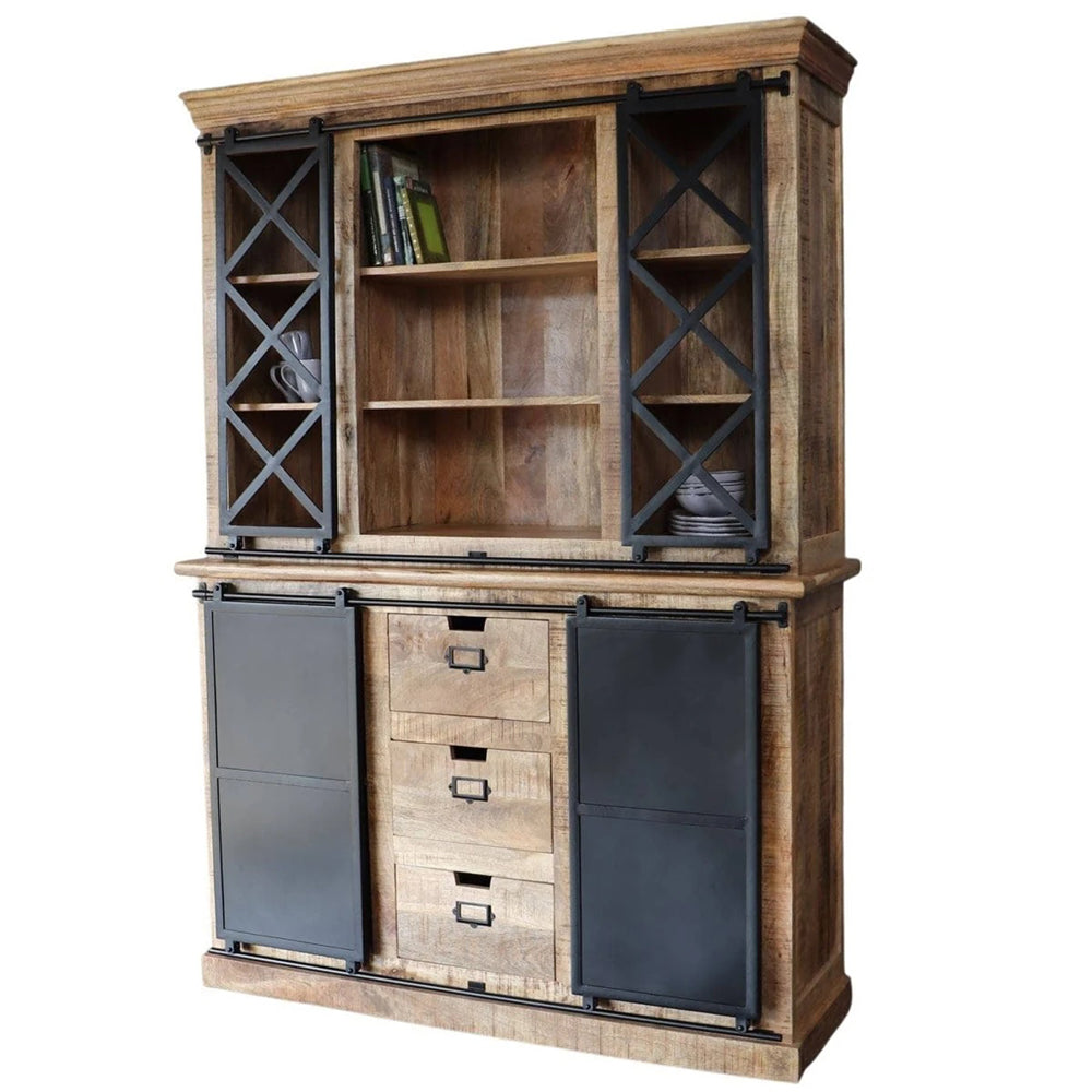 Industrial Range Crockery Cabinet Large 3 Drawer With Double Sliding Doors