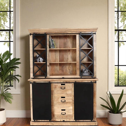 Industrial Range Crockery Cabinet Large 3 Drawer With Double Sliding Doors