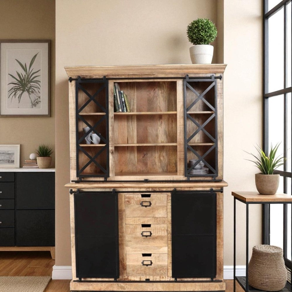 Industrial Range Crockery Cabinet Large 3 Drawer With Double Sliding Doors