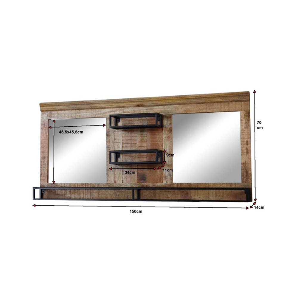 Bathroom Mirror With Shelf  Industrial Design Vintage Large