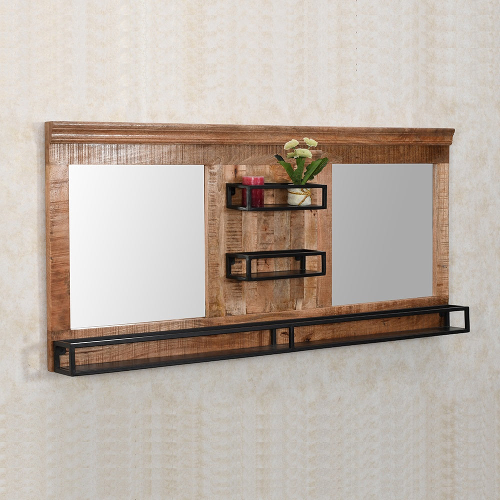 Bathroom Mirror With Shelf  Industrial Design Vintage Large