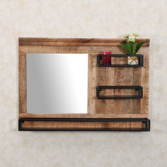 Bathroom Mirror With Shelf Industrial Design Vintage Small