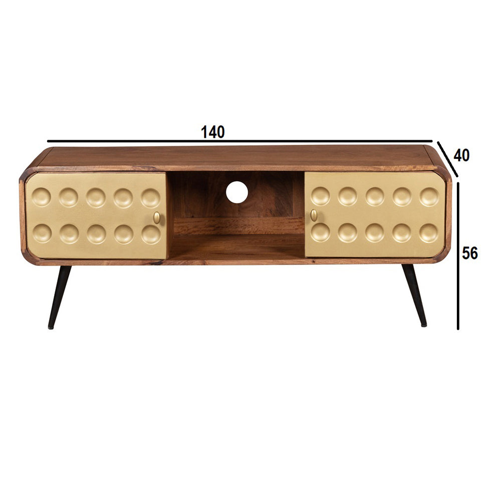 3D Stylish Golden 2 Door Tv Board