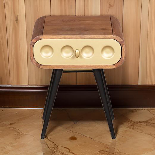 3D Stylish Golden 1 Drawer Bedside Table