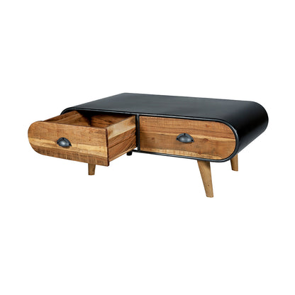 Mid-Century Modern Indo Iron 2 Drawers Coffee Table