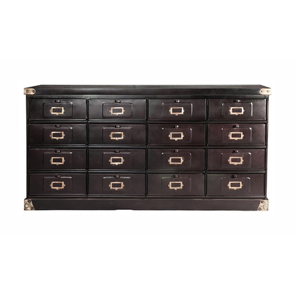 Antique Brown Modern Industrial 16 Drawer Chest