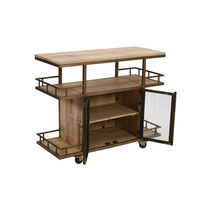 Bar cart with side serving shelf