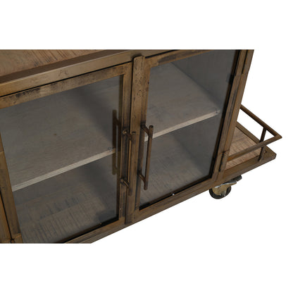Double door cabinet detail on bar cart