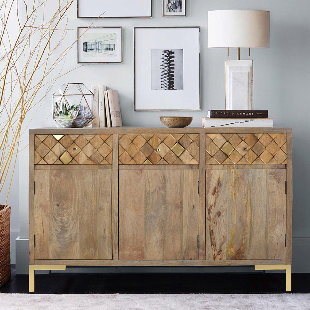 Suvali 3 Drawers & 3 Door With Gold Appliqués Sideboard