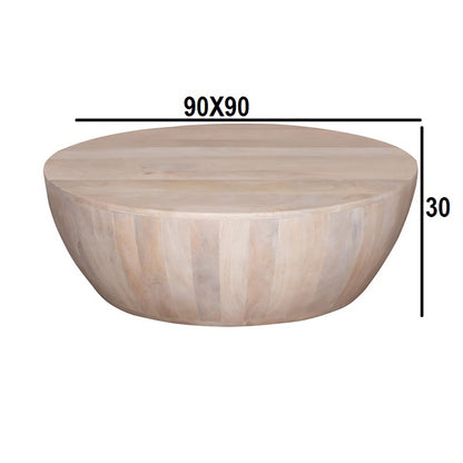 Round Drum Coffee Table White Finish