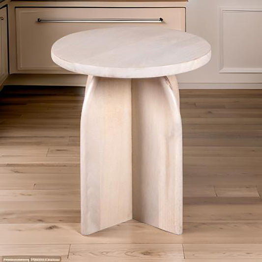 Round End Table White Finish