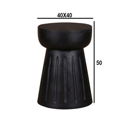 Round End Table Black Finish