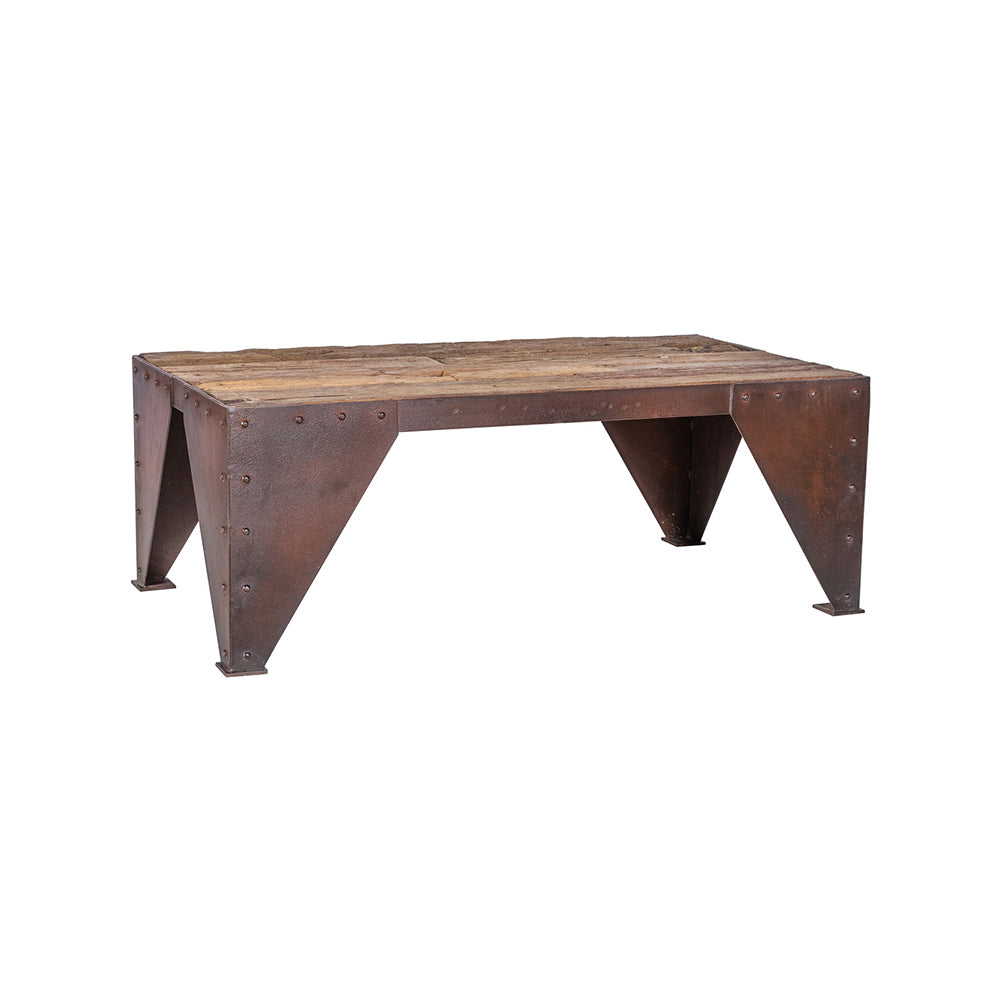 Reclaimed Wood Furniture Rectangle Hardwood Metal Coffee Table