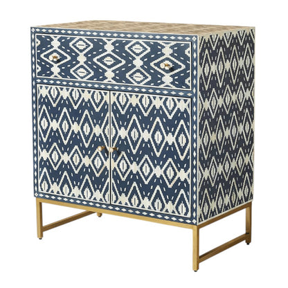 Indigo Diamond Patterned Blue & White Sideboard