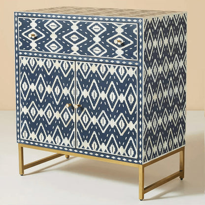 Indigo Diamond Patterned Blue & White Sideboard