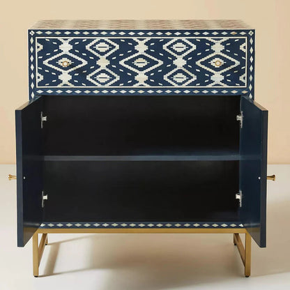 Indigo Diamond Patterned Blue & White Sideboard