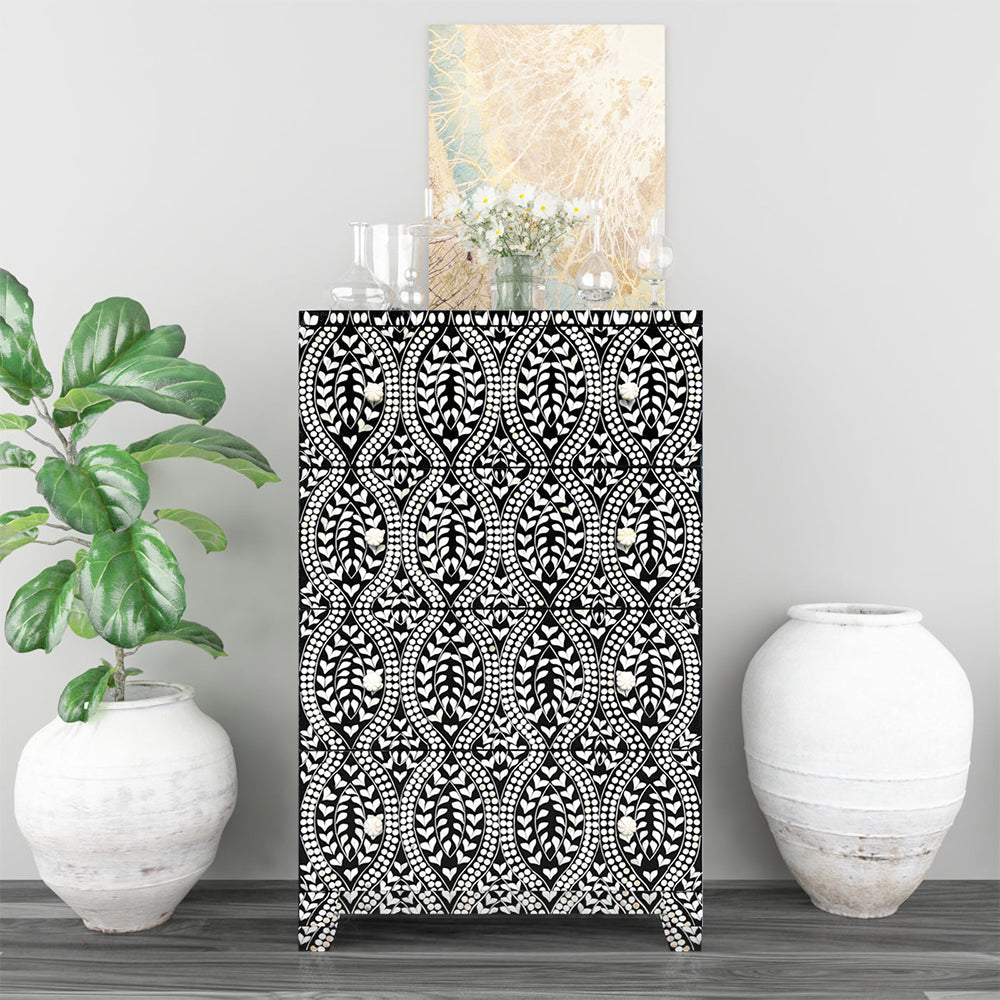 Bohemian Bloom Black Cabinet