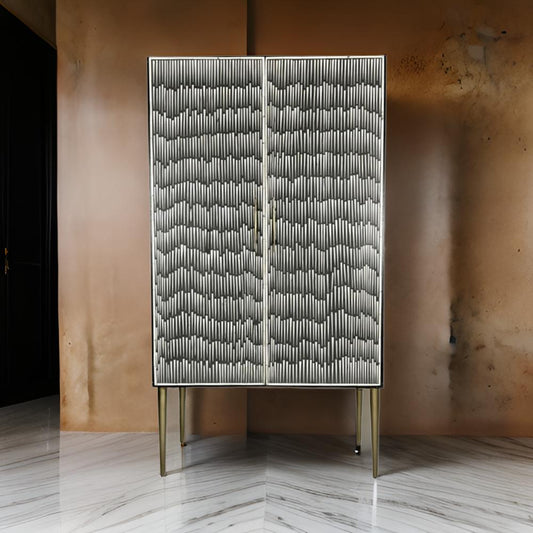 Bohemian Bloom Black Bar Cabinet
