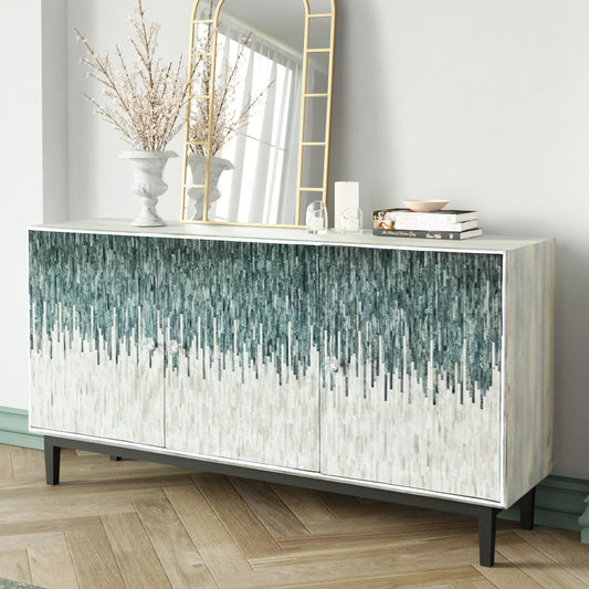 Serene Patterned Green & White Sideboard