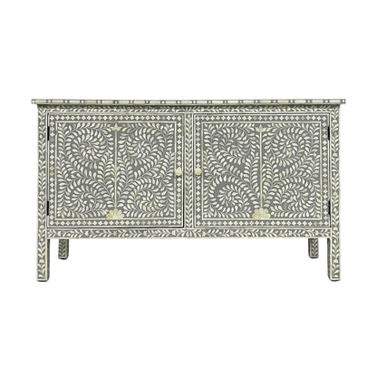Floral Bone Inlay Dark Grey Sideboard