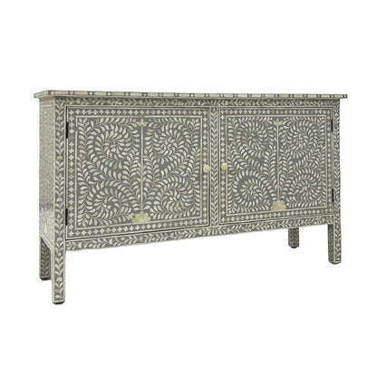 Floral Bone Inlay Dark Grey Sideboard