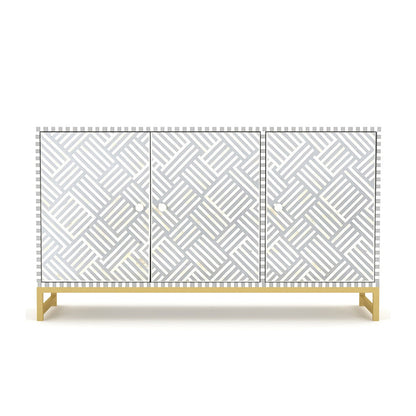 Floral Bone Inlay Light Grey Sideboard
