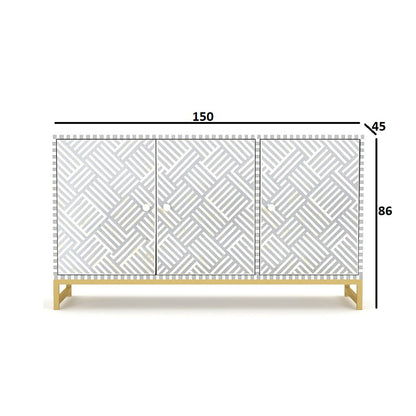 Floral Bone Inlay Light Grey Sideboard