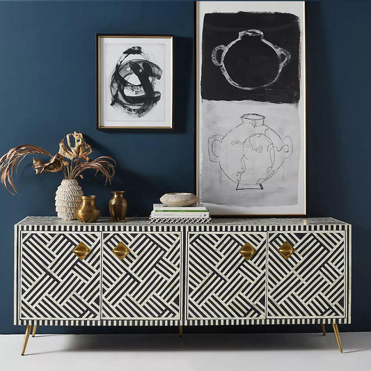 Vintage Luxe Black & White Media Unit