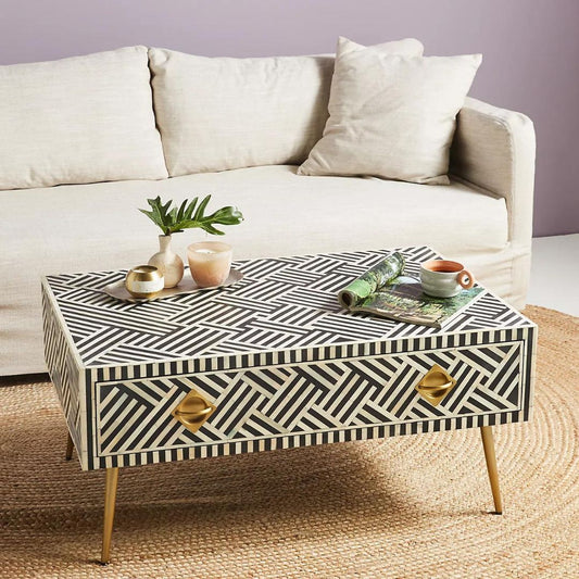 Vintage Charm Black & White Coffee Table