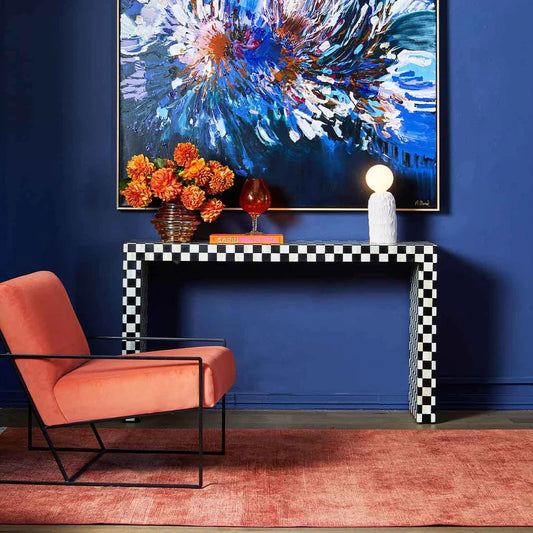 Luxe Bone Pattern Black Console Table