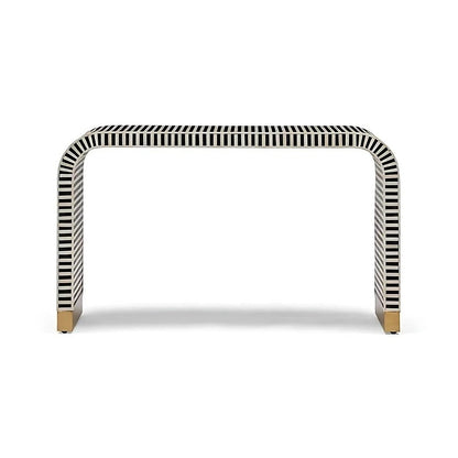 Artisanal Chevron Black & White Console Table