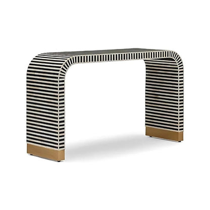 Artisanal Chevron Black & White Console Table