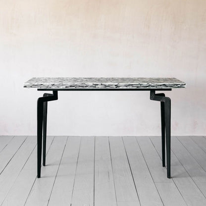 Geometric Inlay Accent Black & White Console Table