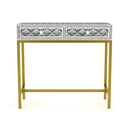 Geometric Inlay Accent Grey Console Table