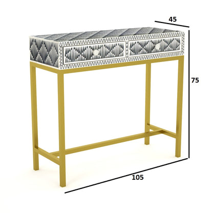 Geometric Inlay Accent Grey Console Table