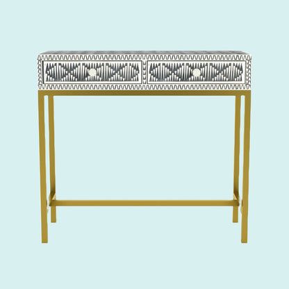 Geometric Inlay Accent Grey Console Table