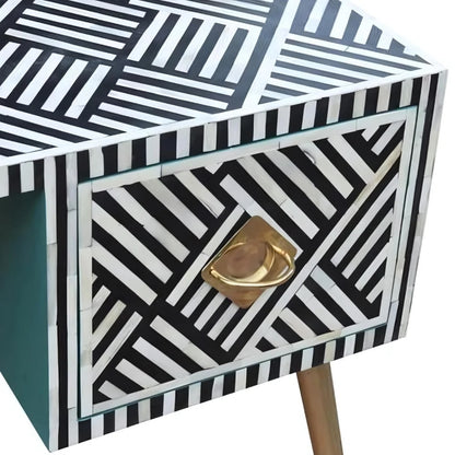 Pearl-Accent Bone Black & White Console Table