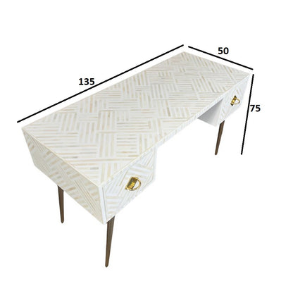 Pearl-Accent Bone White Console Table