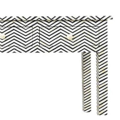 Pearl-Accent Bone Black Console Table