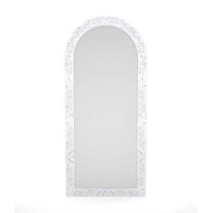 Midnight Bloom Inlay White Mirror