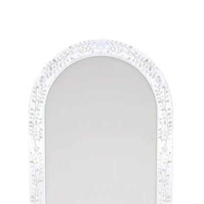 Midnight Bloom Inlay White Mirror