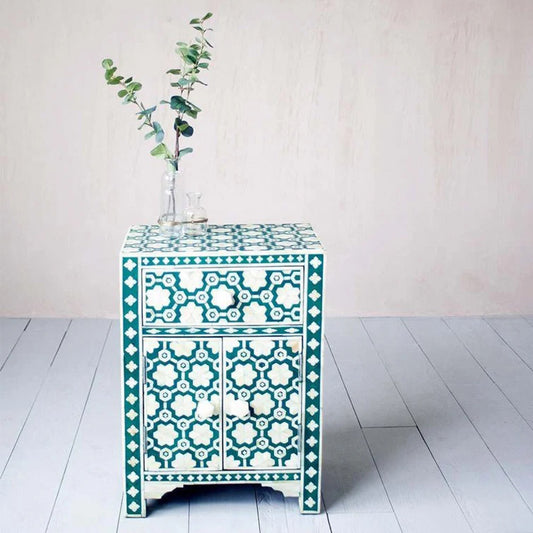 Moonlit Petal Green Bedside Table