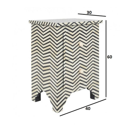 Starry Elegance Bone Inlay Bedside Table
